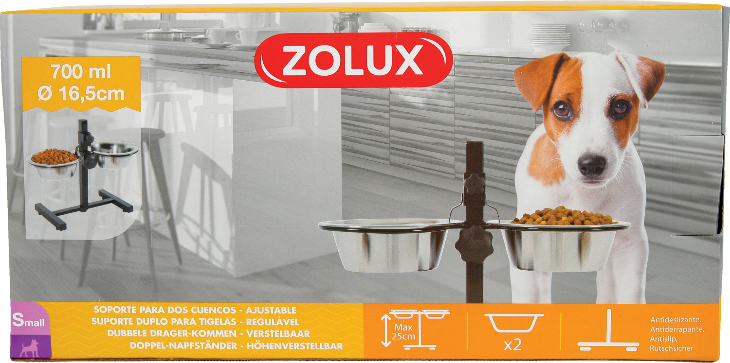 Support métal réglable antidérapant avec 2 bos inox 0,7L